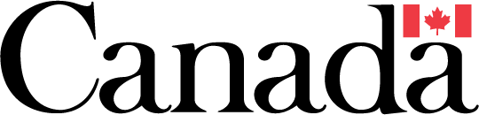 The word Canada with a small Canadian flag over the third A